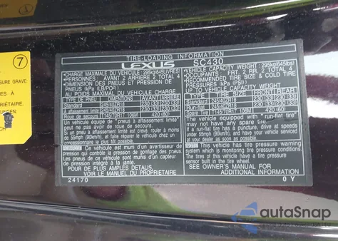 2002 Lexus Sc 430 из США, поврежденный, VIN JTHFN48Y120009112